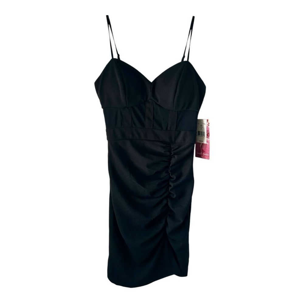 Emerald Sundae Elegant Black Ruched Dress Mini Size M